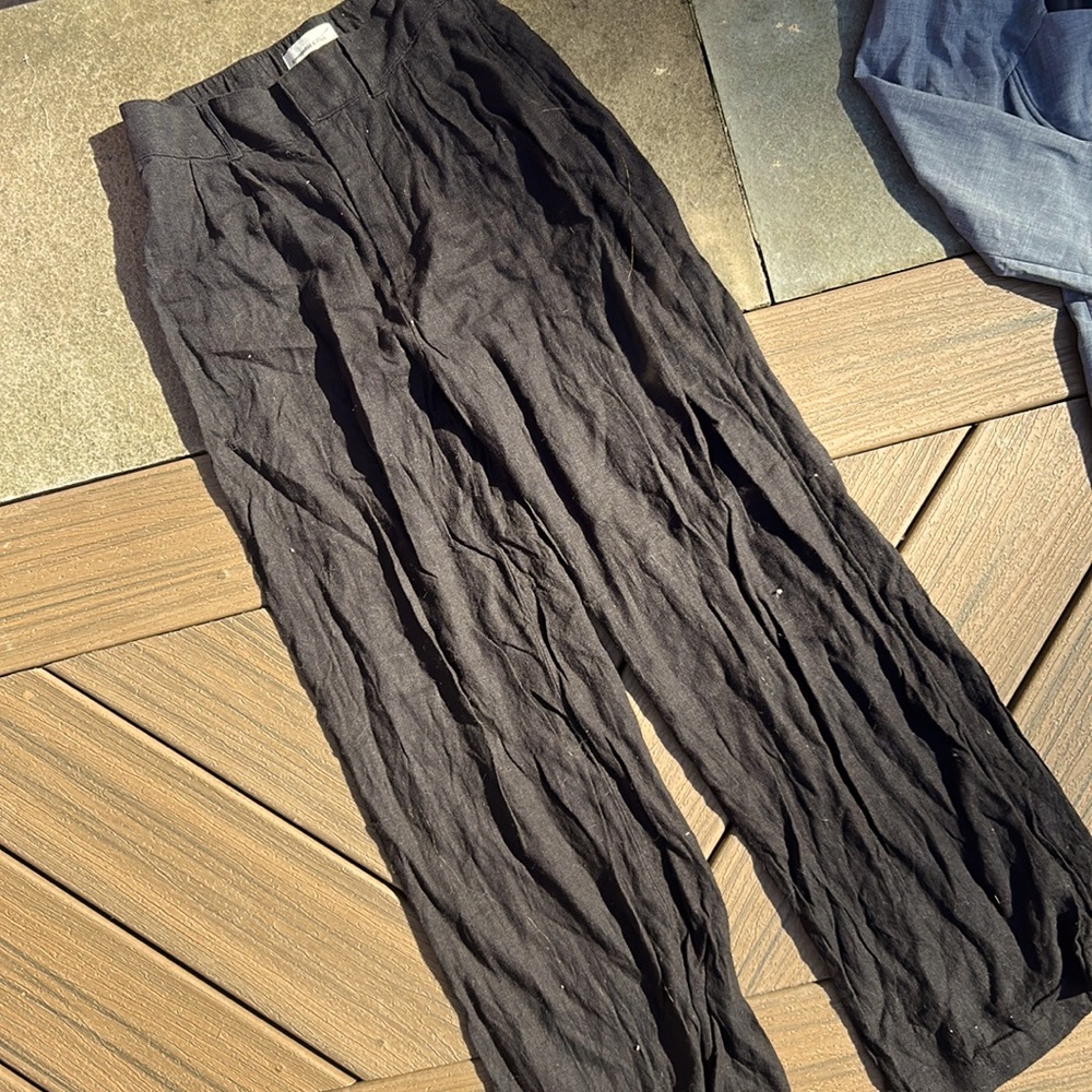 NWT ABERCROMBIE Black Linen Straight Leg Pant